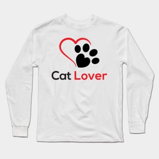 Cat Lover Quote Cat Paw and Heart Long Sleeve T-Shirt